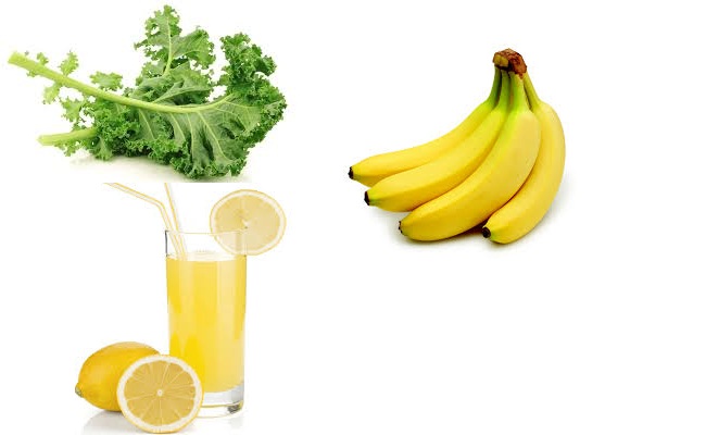 col rizada, jugo de manzana
