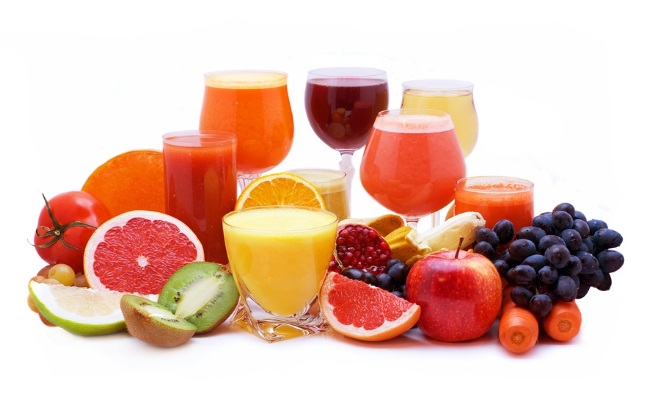 Frutas y hortalizas frescas jugos